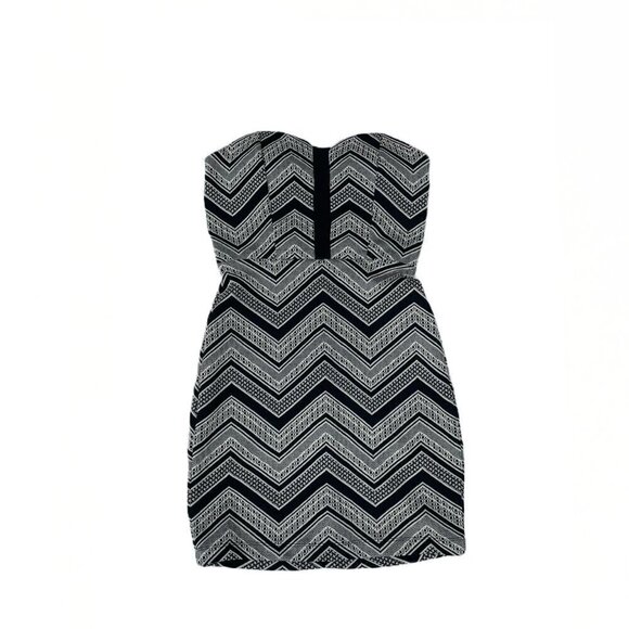Windsor Black White Strapless Bodycon Mini Dress Small - Picture 1 of 6